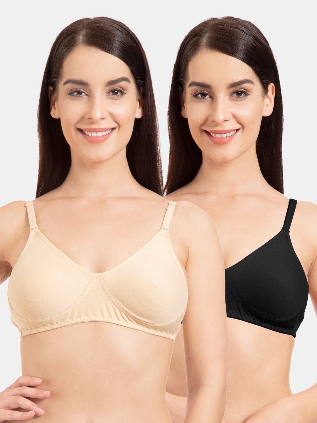 

Tweens Pack of 2 Solid Non-Wired Non-Padded T-shirt Bras TW-9285-SK-2PC-BLK-30B, Black