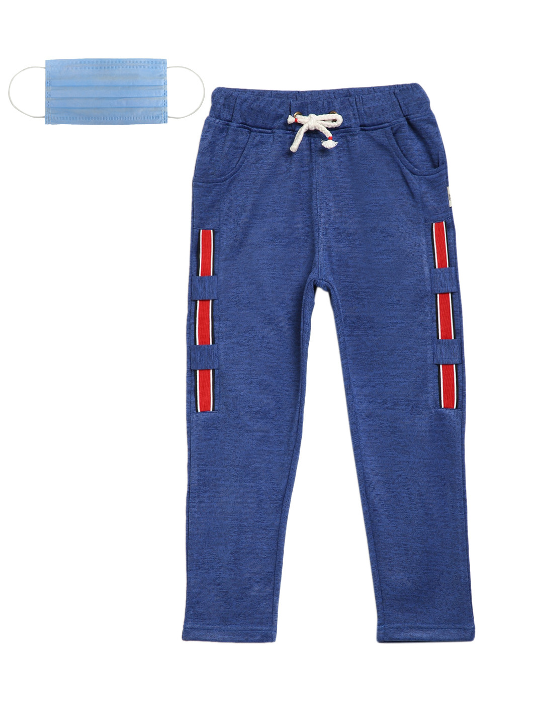 

Lil Tomatoes Boys Blue Self-Design Straight-Fit Track Pants