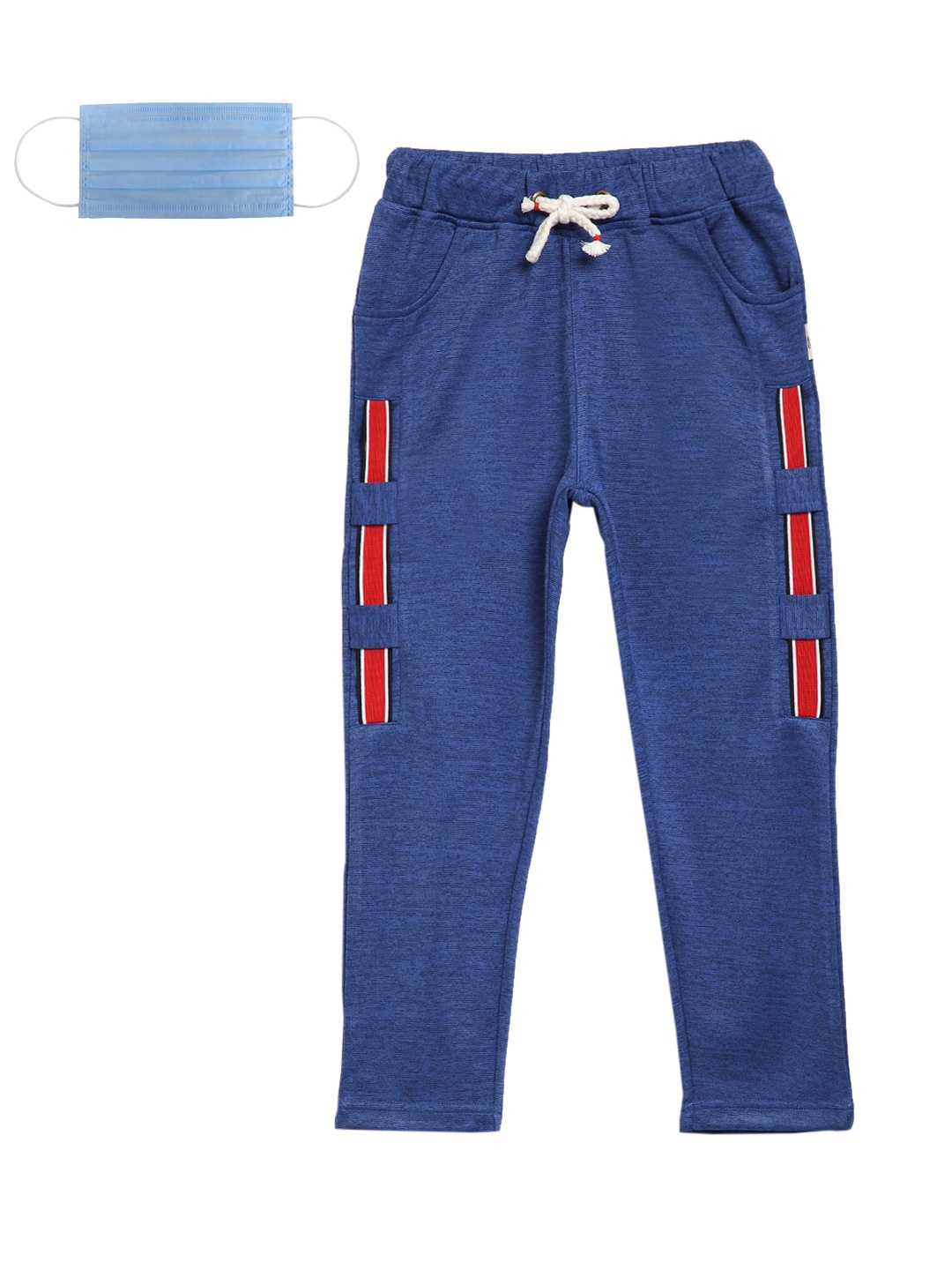 

Lil Tomatoes Boys Blue Textured Straight-Fit Track Pants