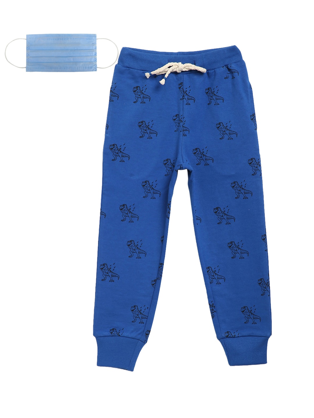 

Lil Tomatoes Boys Blue Animal Printed Straight-Fit Joggers