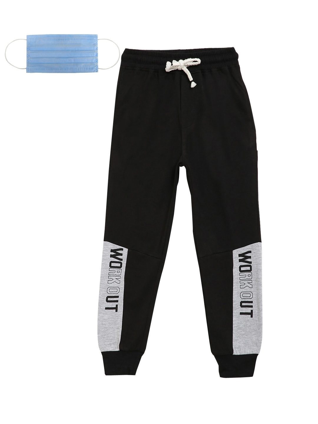 

Lil Tomatoes Boys Black Grey Colourblocked Straight-Fit Joggers