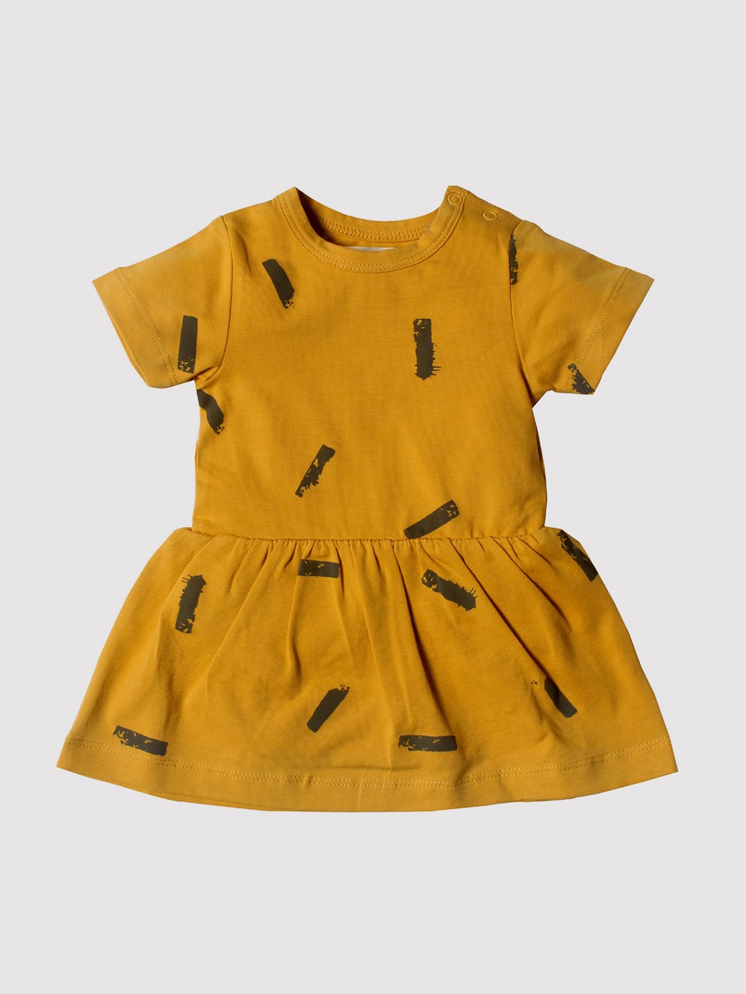 

Nino Bambino Girls Yellow Organic Cotton Printed Fit and Flare Dress