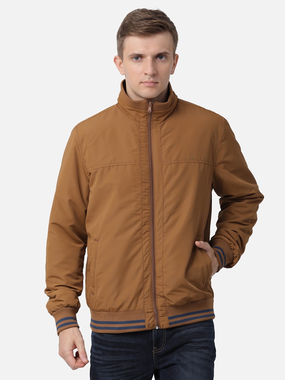 

t-base Men Brown Solid Bomber Jacket
