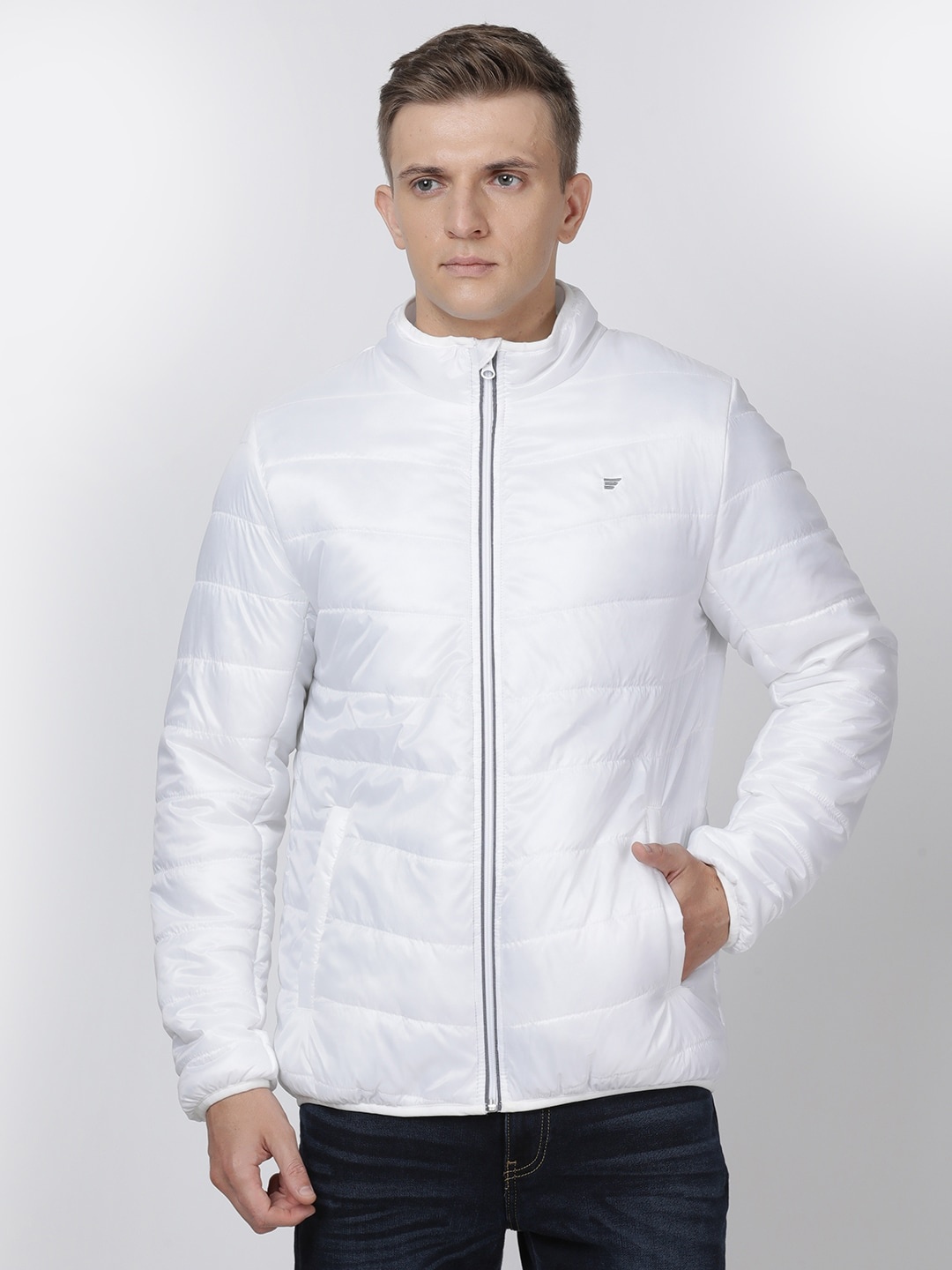 

t-base Men White Solid Puffer Jacket