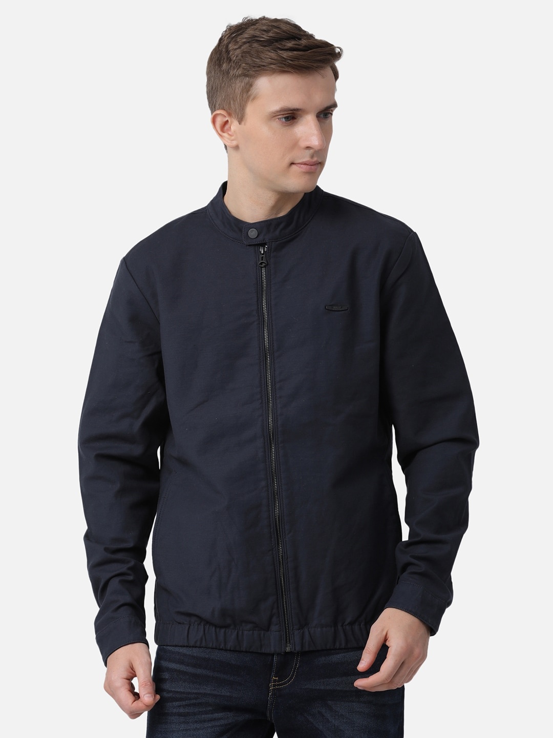 

t-base Men Navy Blue Solid Tailored Jacket