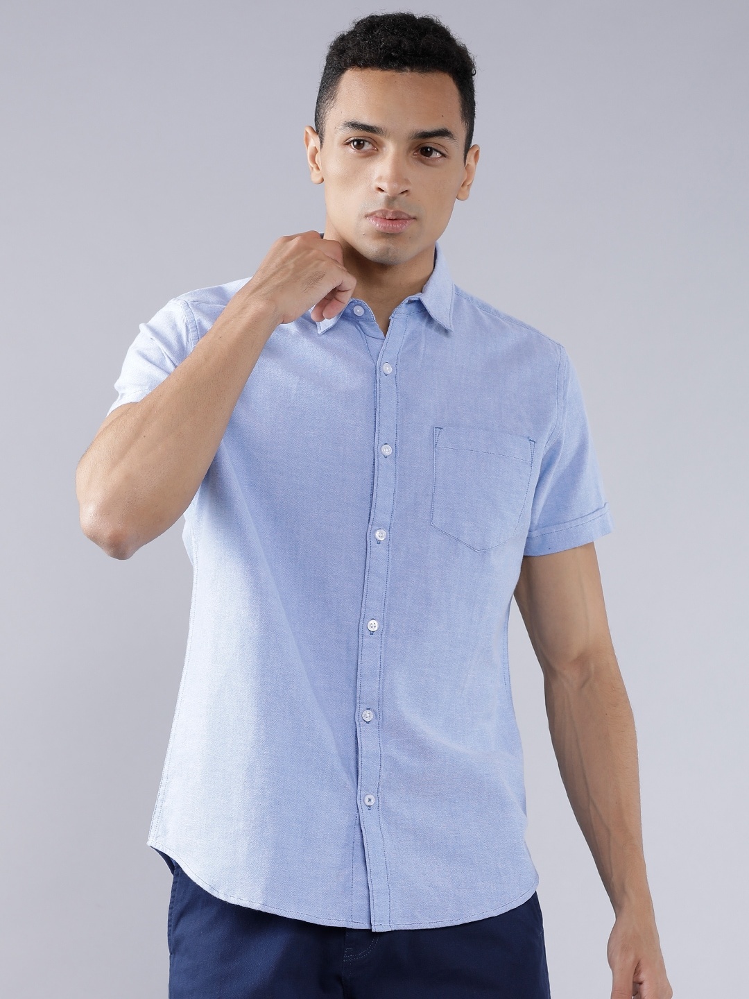 

HIGHLANDER Men Blue Slim Fit Solid Casual Shirt