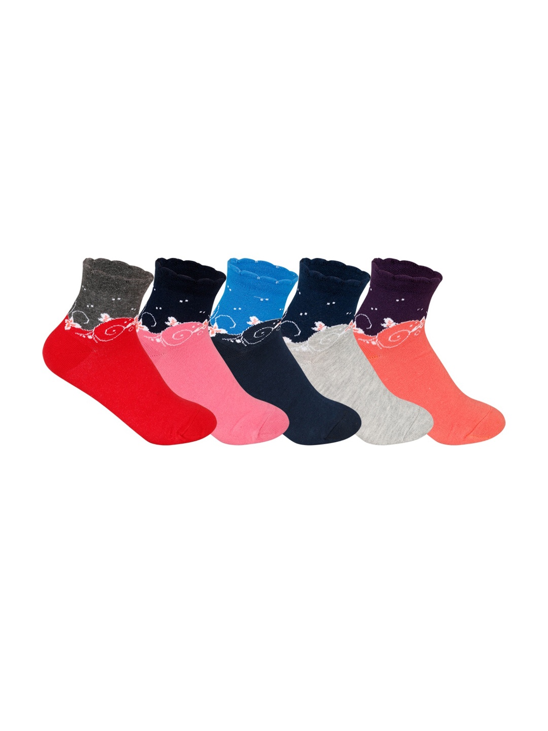 

Supersox Women Pack Of 5 Patterned Ankle-Length Socks, Pink