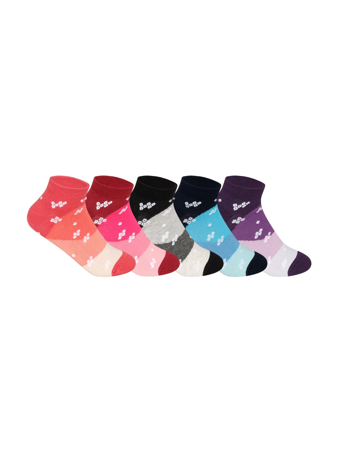 

Supersox Women Pack Of 5 Patterned Ankle Length Socks, Orange
