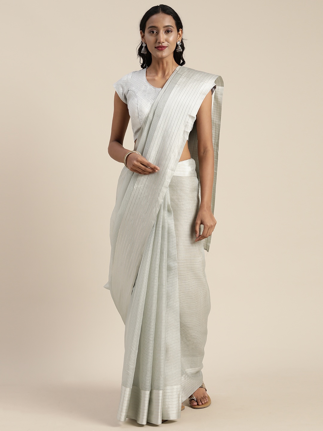 

Satrani Grey Woven Design Poly Silk Saree