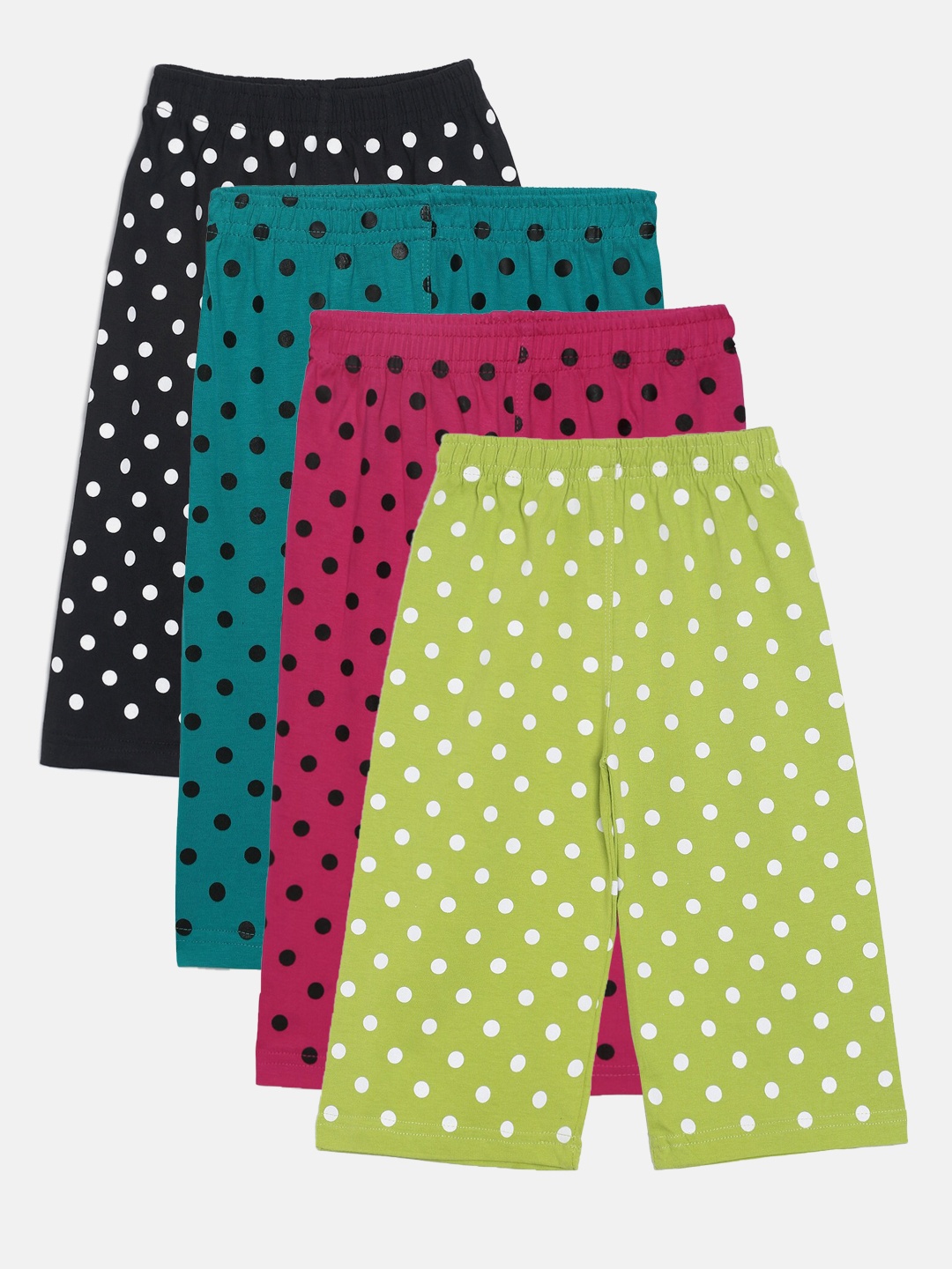 

SINI MINI Girls Pack Of 4 Printed Regular Fit Lounge Capris, Black