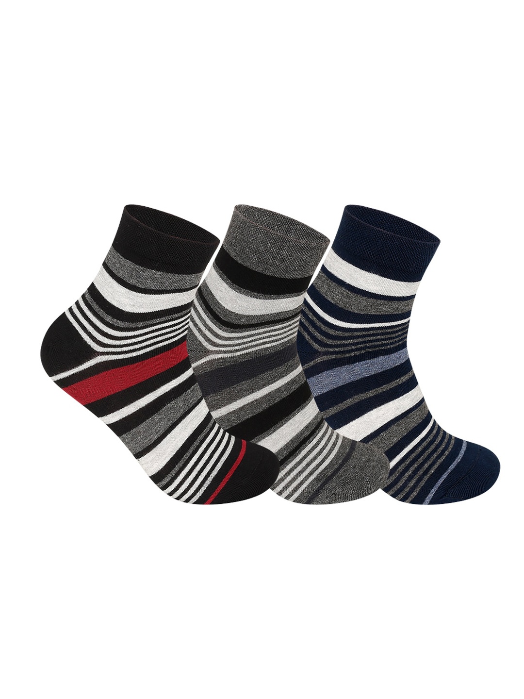 

Supersox Men Pack Of 3 Striped Ankle-Length Socks, Multi