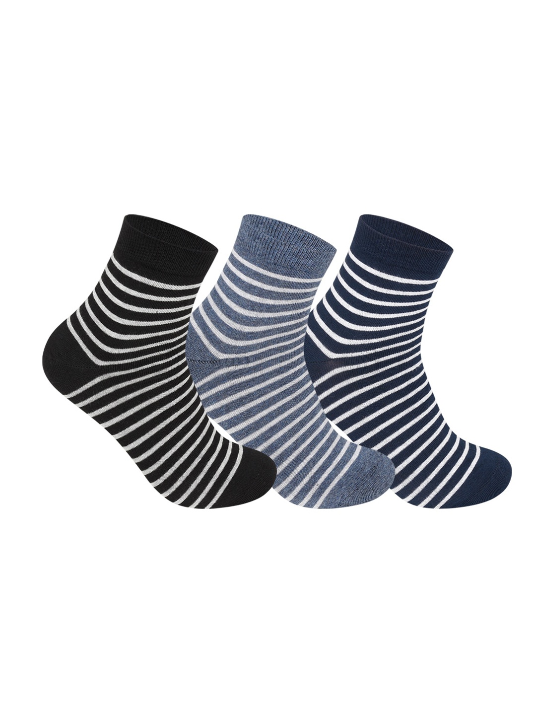 

Supersox Men Pack Of 3 Striped Ankle-Length Socks, Black