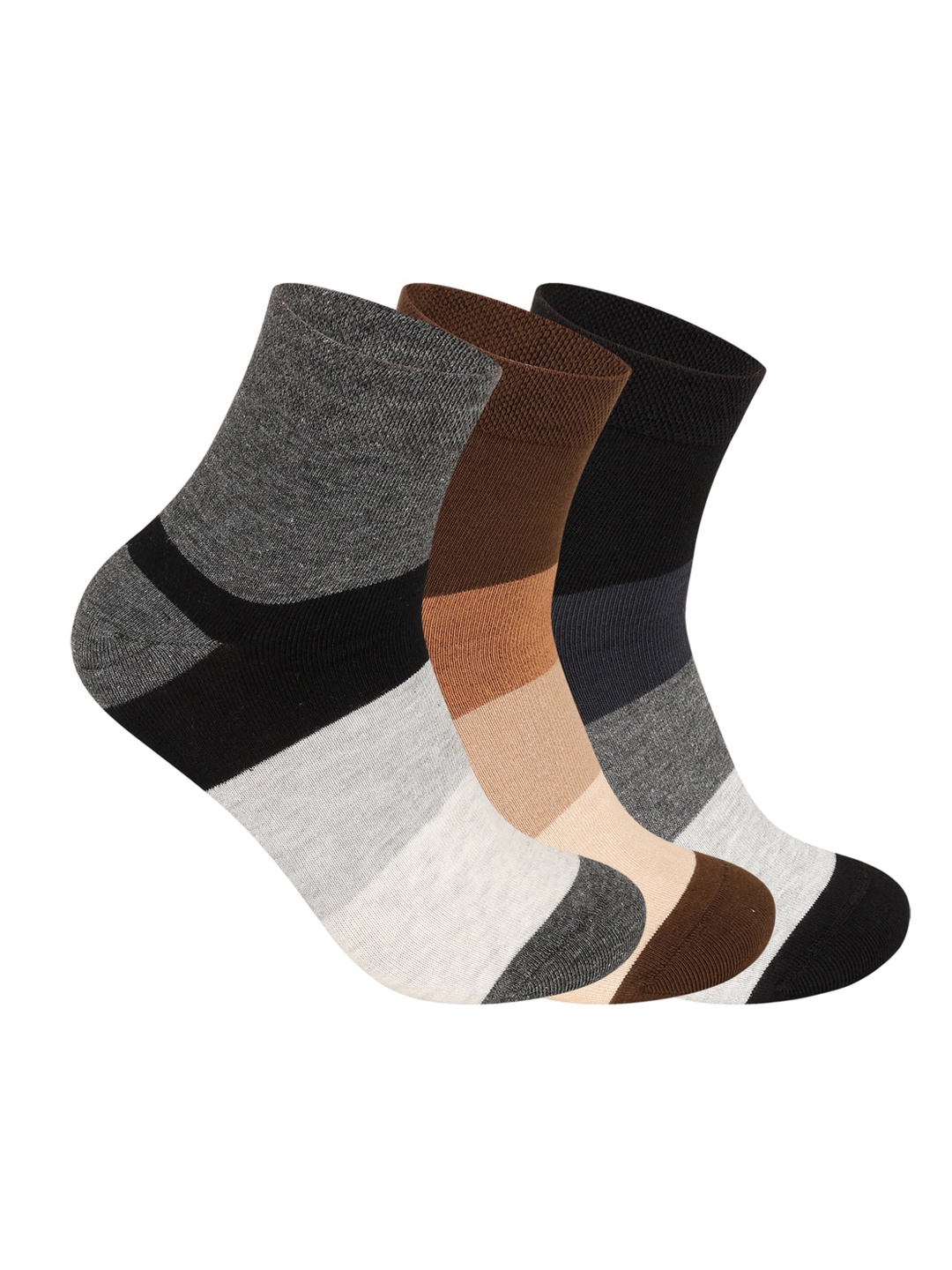

Supersox Men Pack Of 3 Striped Ankle-Length Socks, Multi