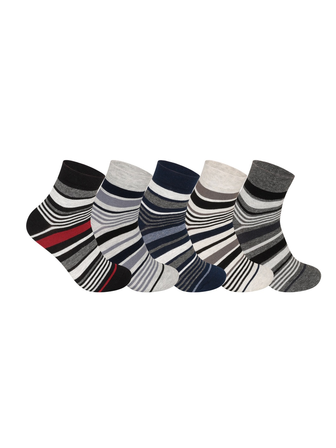 

Supersox Men Pack Of 5 Striped Ankle Length Socks, Grey