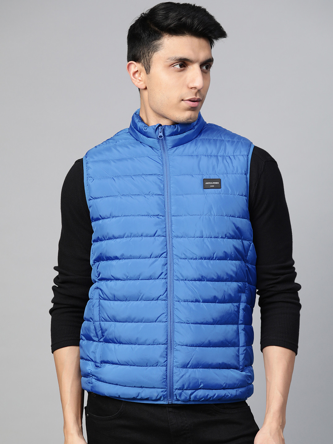 

Jack & Jones Men Blue Solid Padded Jacket