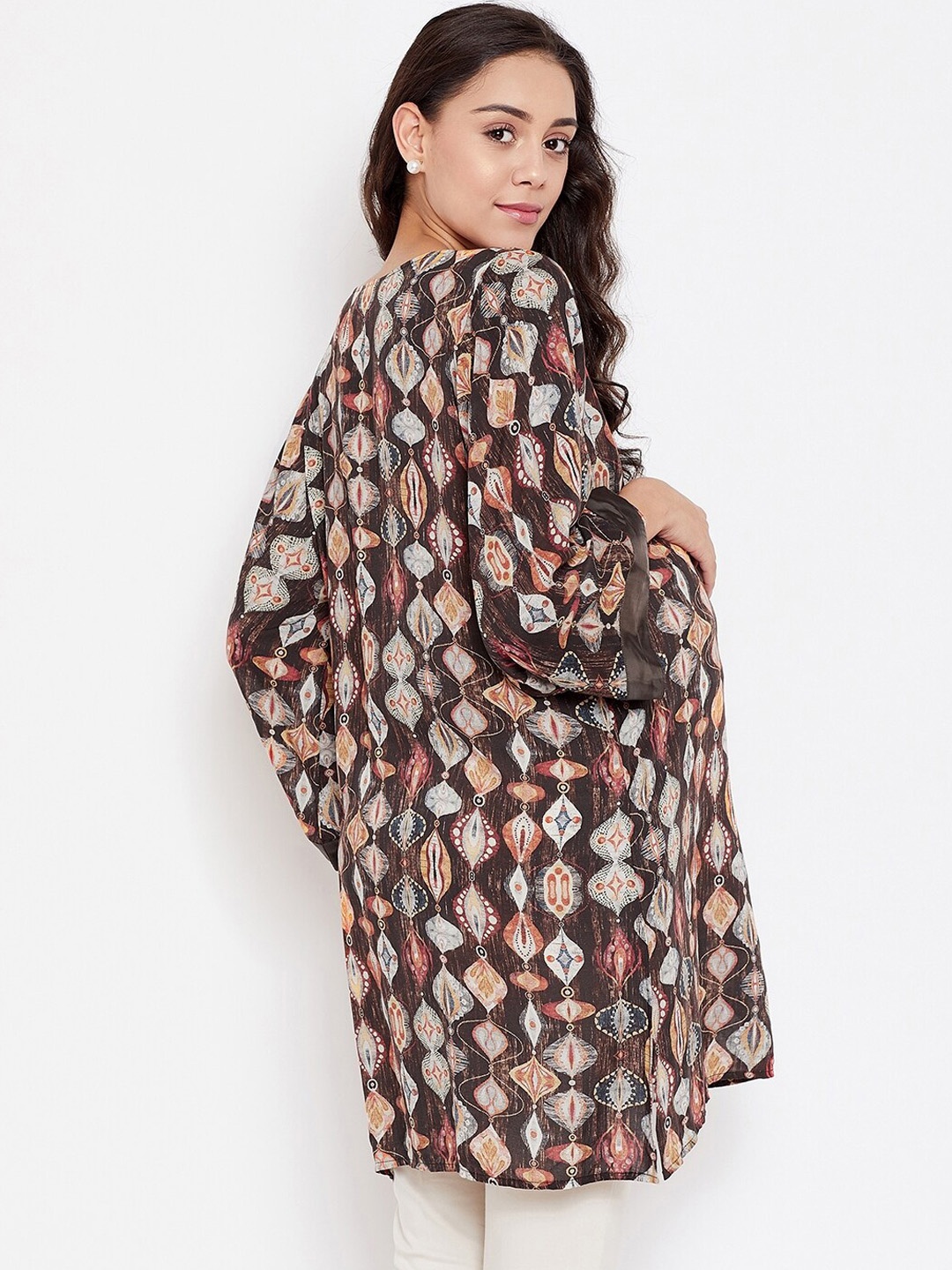 

The Kaftan Company Women Brown Printed Maternity Pure Cotton Top