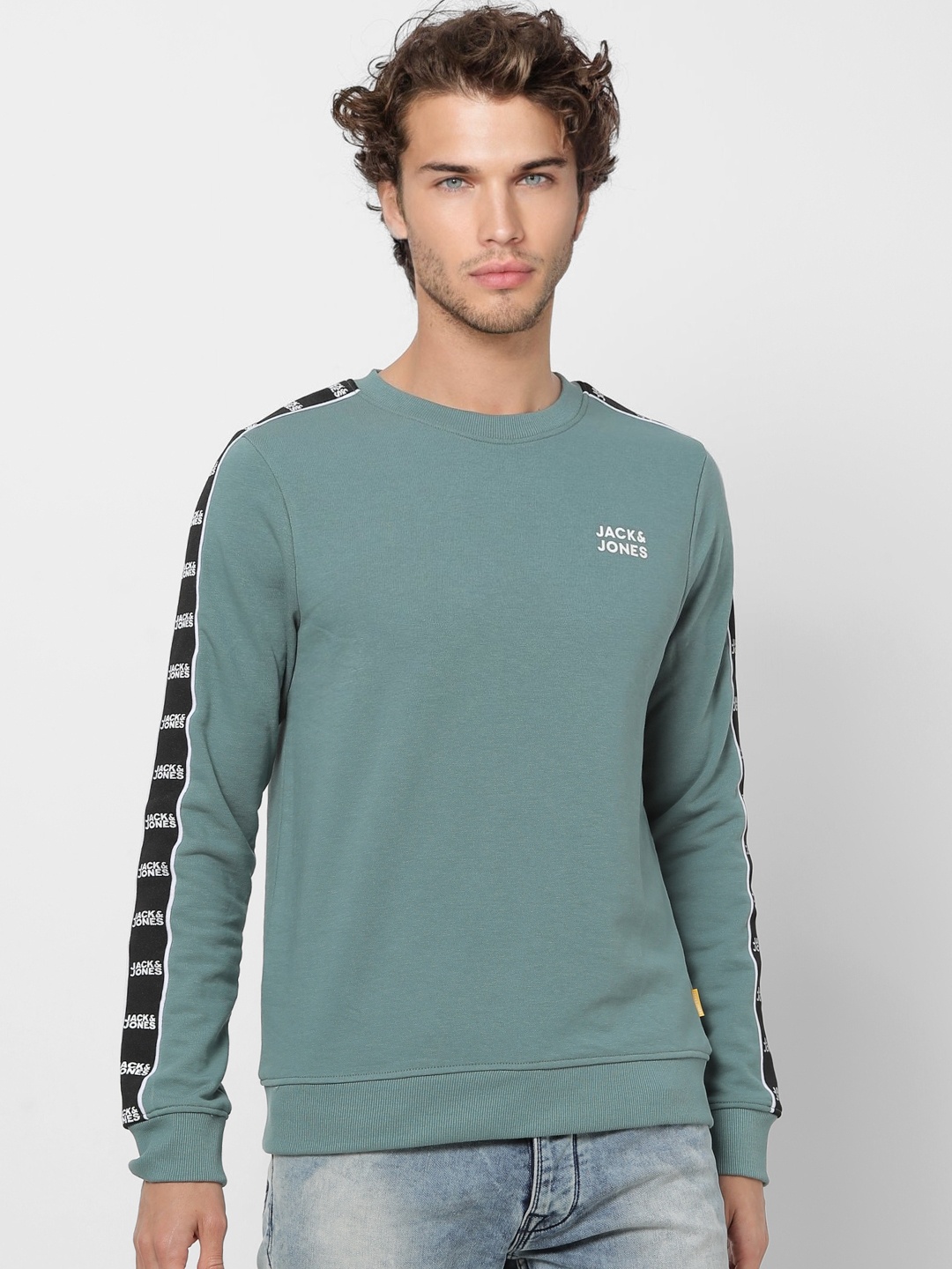 

Jack & Jones Men Green Solid Sweatshirt