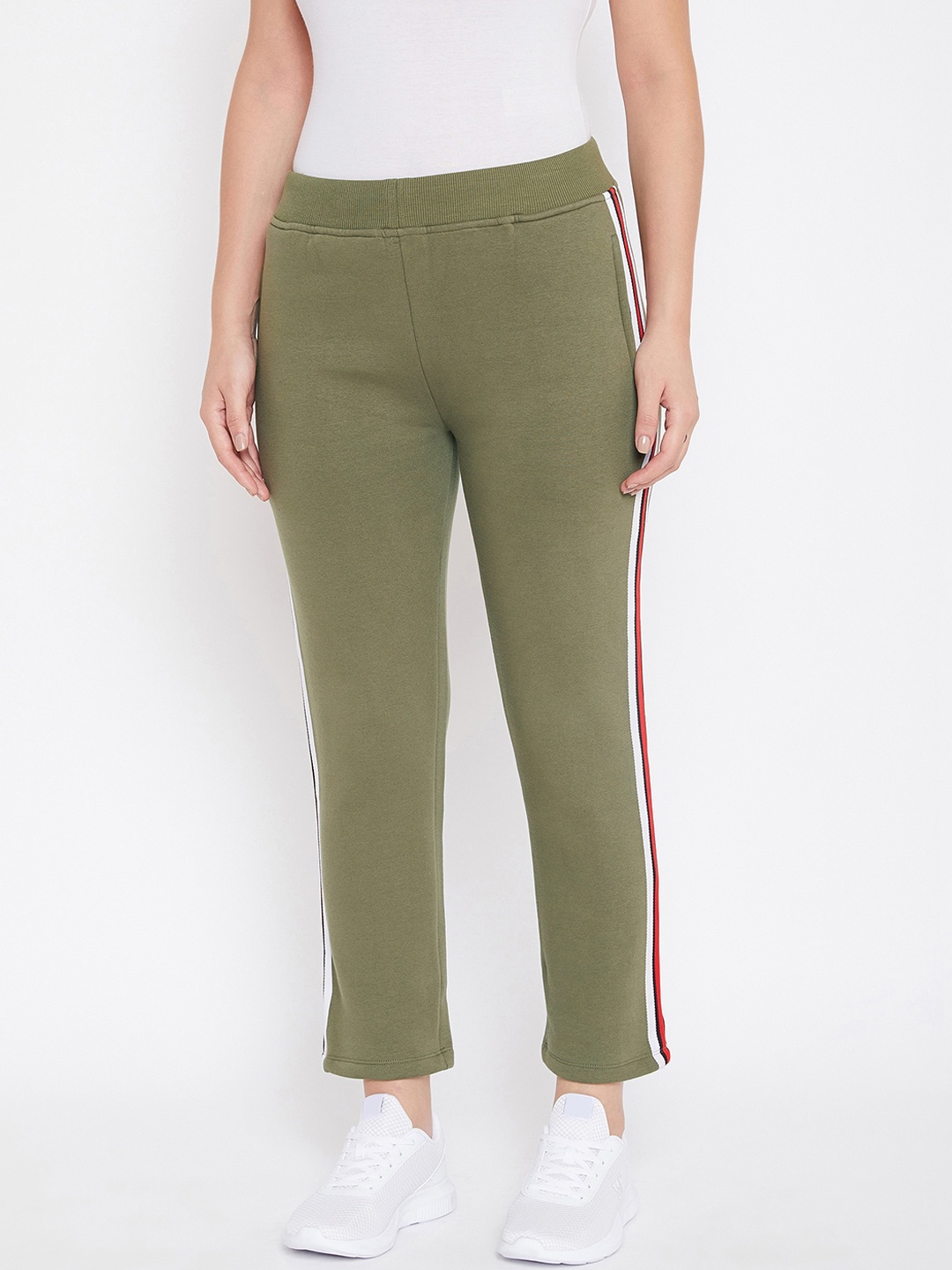 

PERFKT-U Women Olive Green Solid Straight-Fit Track Pants