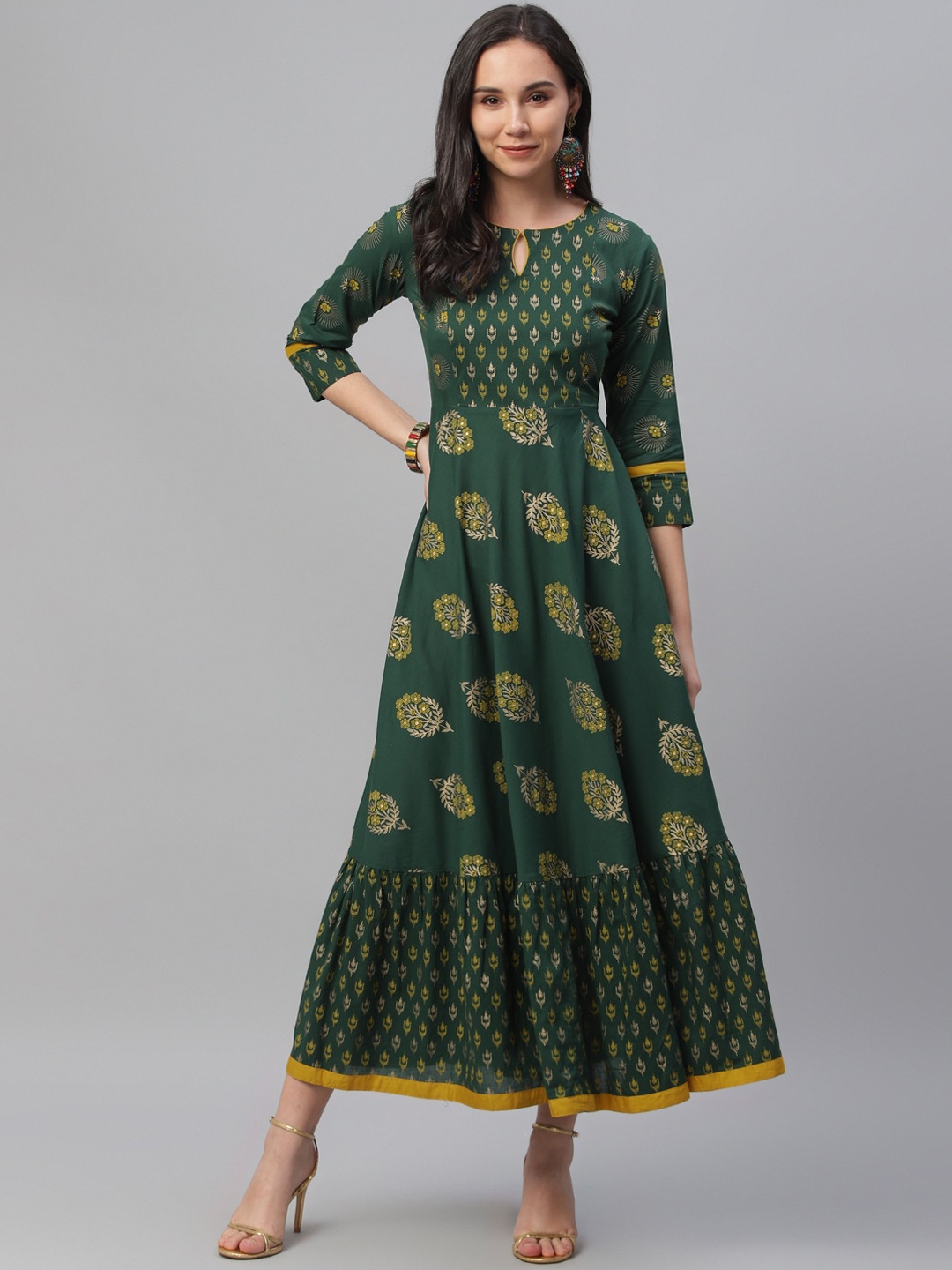 

Libas Women Green Printed A-Line Dress