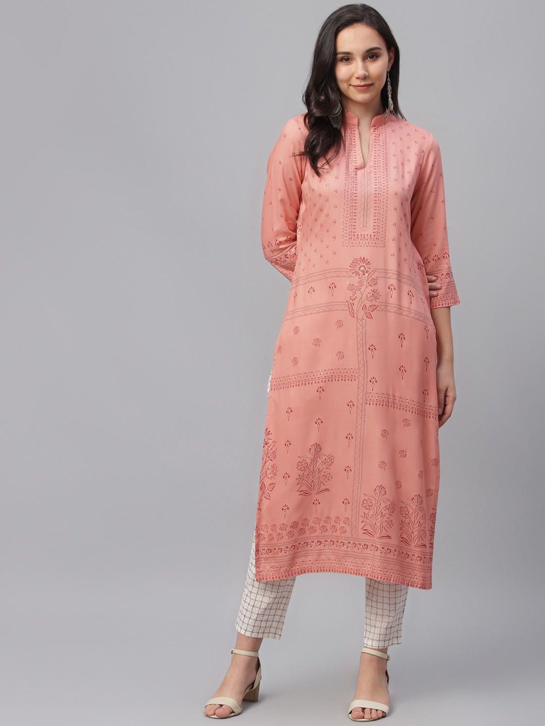 

Libas Women Pink Printed Straight Kurta