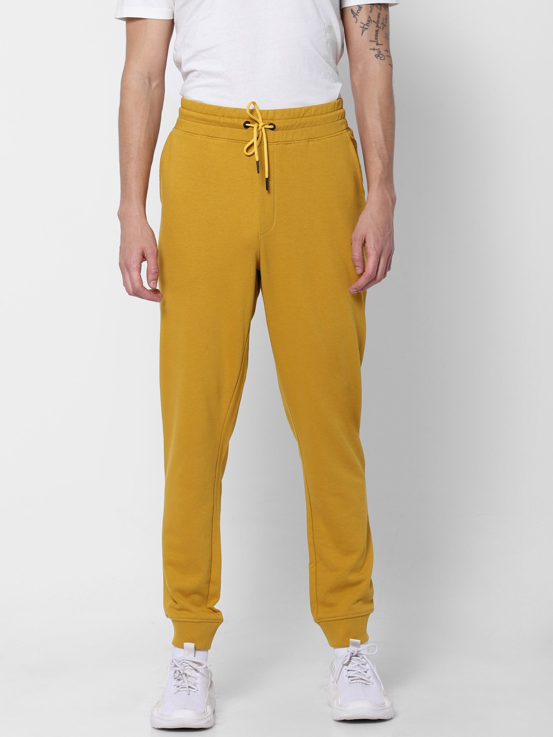 

Jack & Jones Men Mustard Yellow Solid Joggers