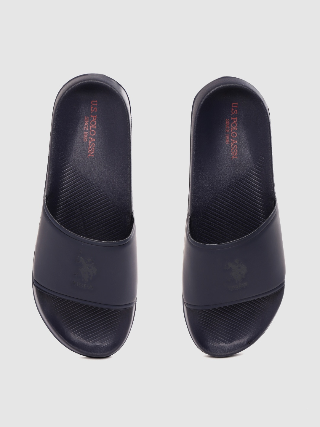 

U.S. Polo Assn. Men Navy Blue Brand Logo Print Sliders