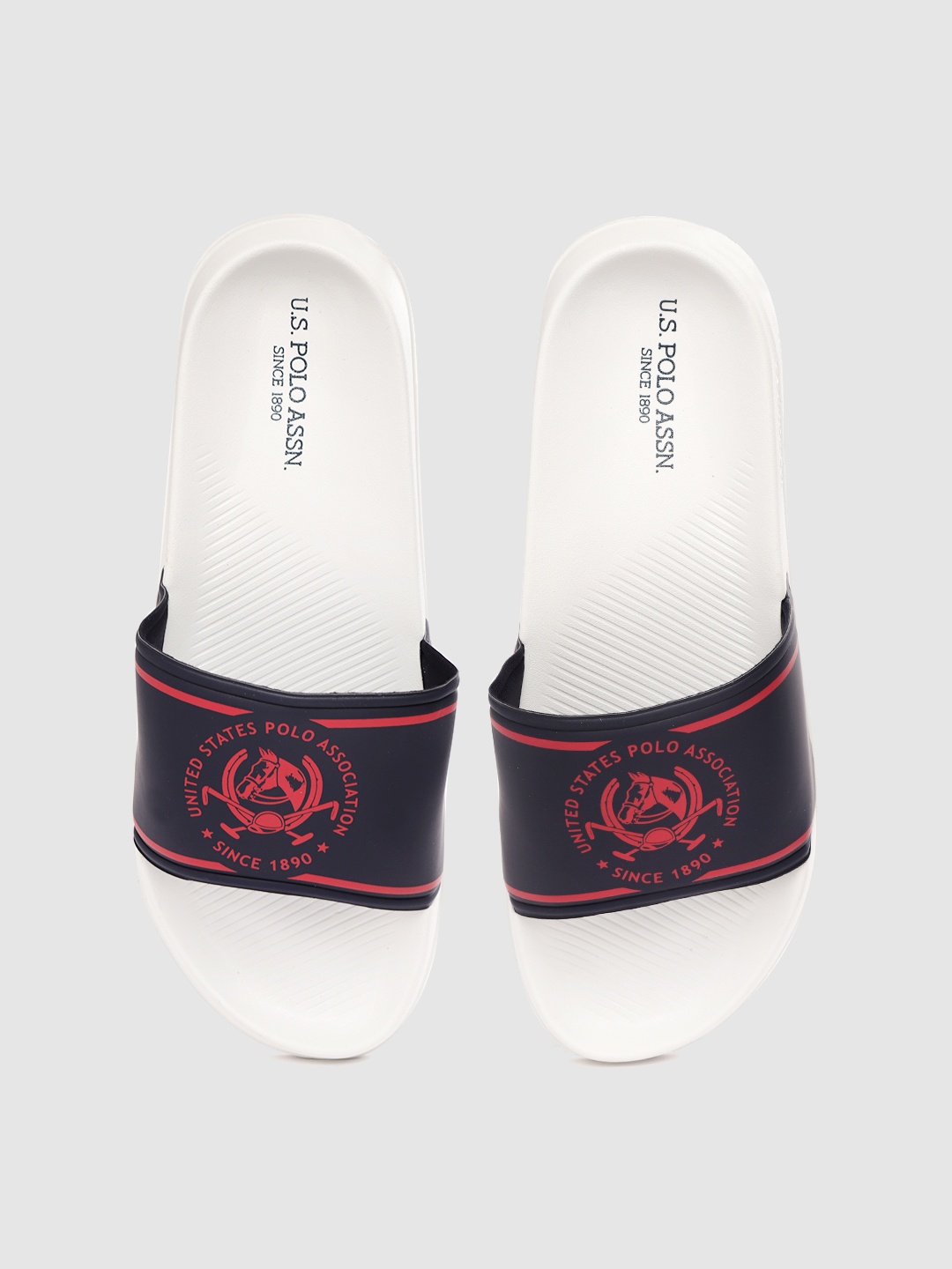 

U.S. Polo Assn. Men Navy Blue & Red Brand Logo Print Sliders