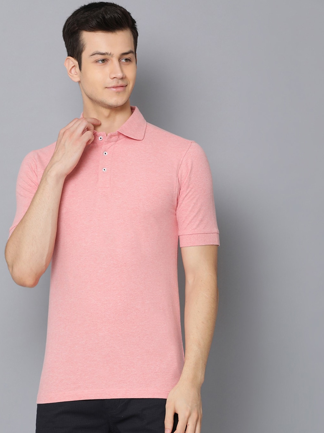 

Bruun & Stengade Men Pink Solid Polo Collar T-shirt