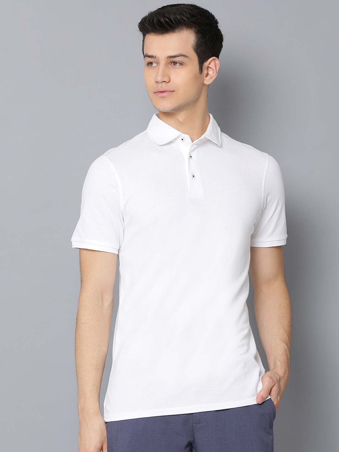 

Bruun & Stengade Men White Solid Polo Collar T-shirt