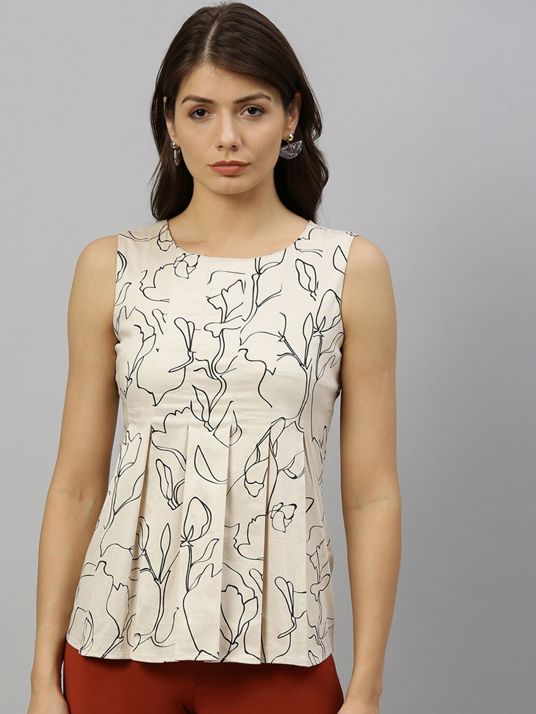 

RAREISM Women Cream-Coloured Printed Top