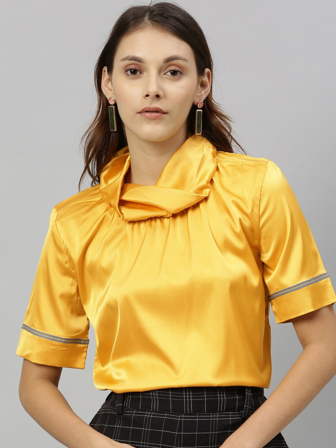 

RAREISM Women Mustard Yellow Solid Top