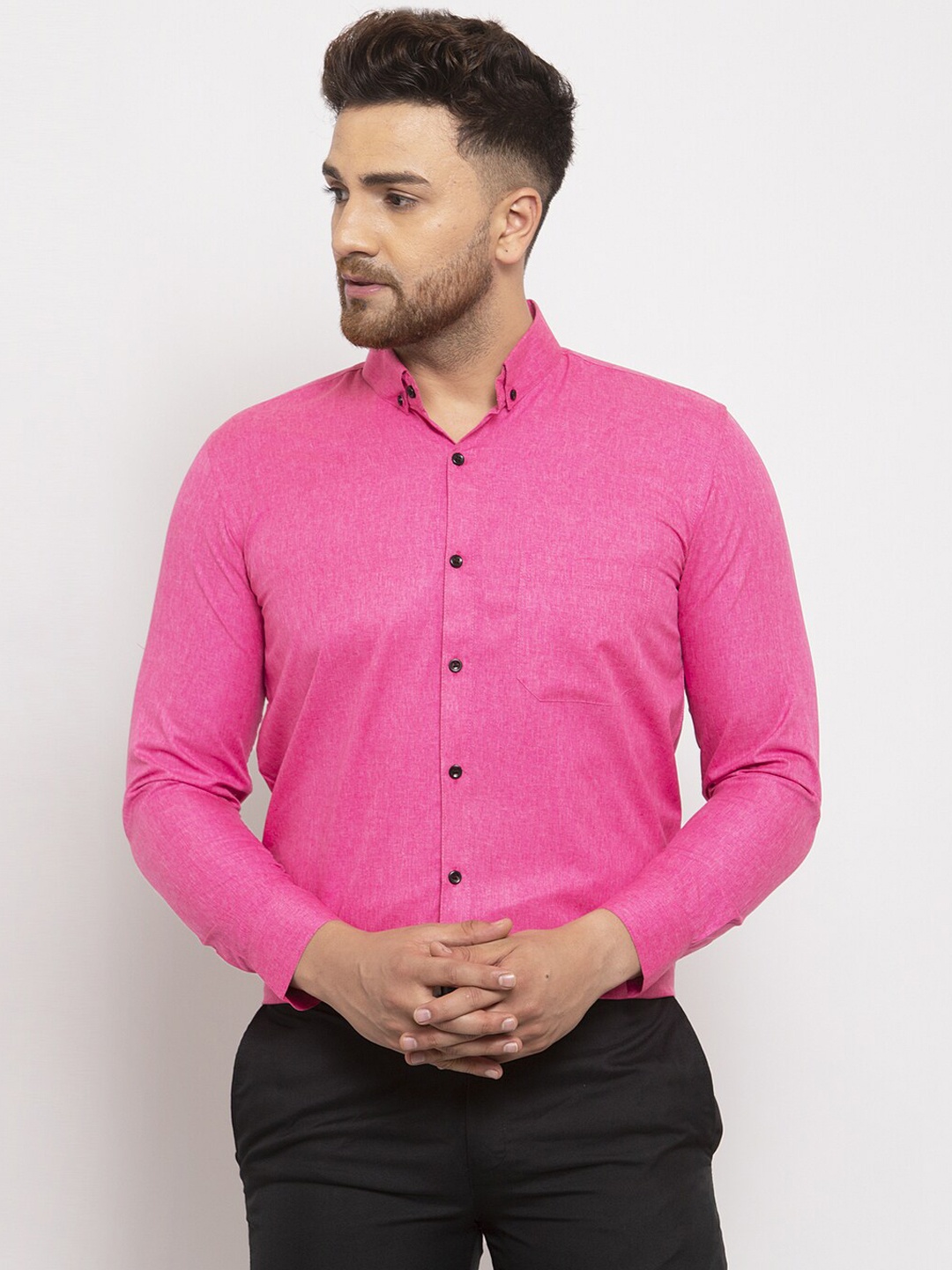 

JAINISH Men Pink Classic Regular Fit Solid Formal Shirt