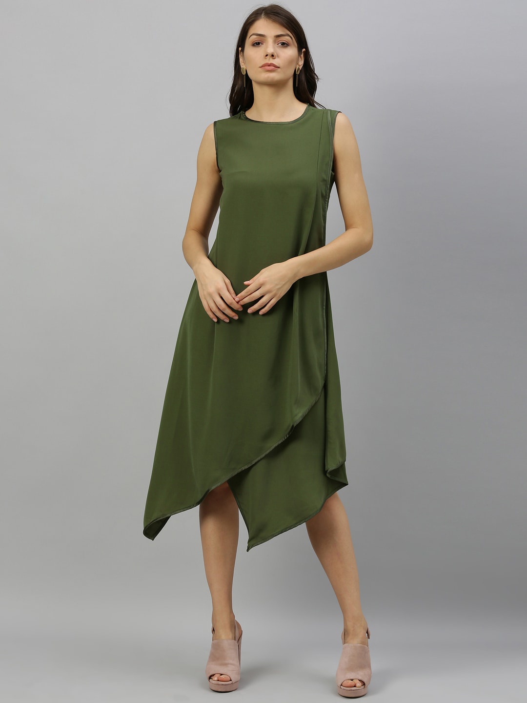 

RAREISM Women Green Solid A-Line Dress