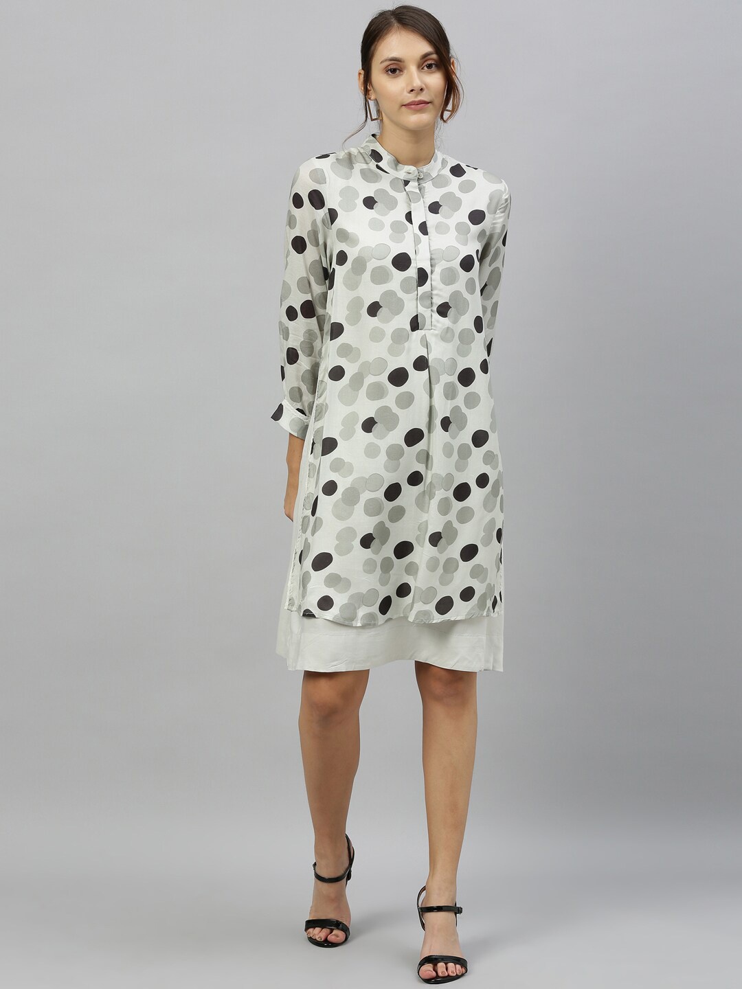 

RAREISM Women Green Printed A-Line Dress