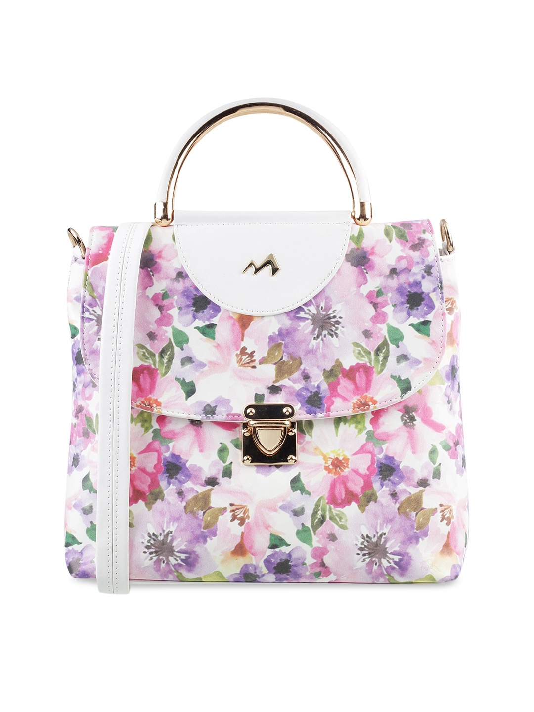 

Metro White & Pink Printed Handheld Bag