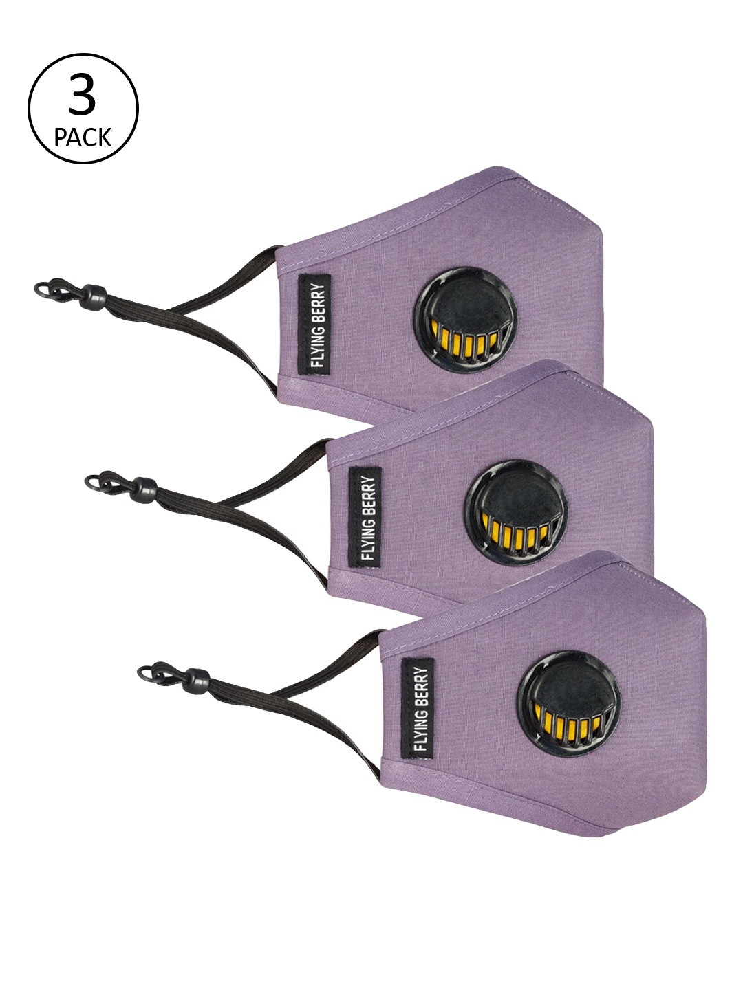 

FLYING BERRY Unisex Pack of 3 Pcs Purple Reusable 5-Ply Protective N99 Masks With Valve