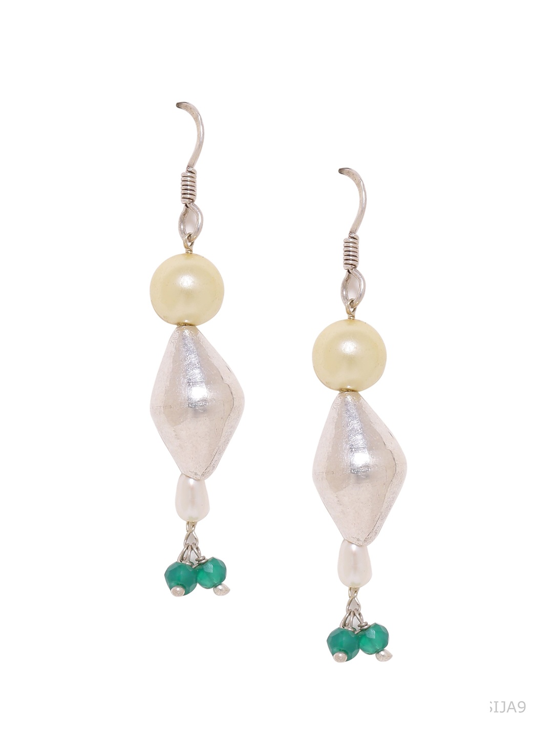 

Silvermerc Designs White & Cream-coloured 925 Sterling Silver Beaded Drop Earrings