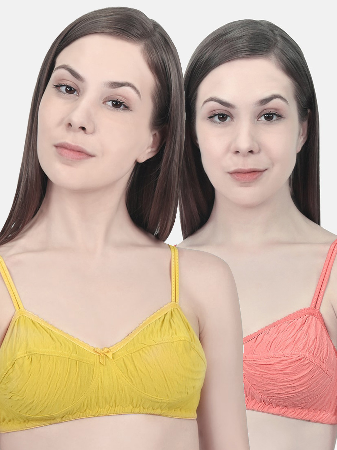 

Innocence Pack of 2 Solid Non-Wired Non Padded Everyday Bra, Mustard