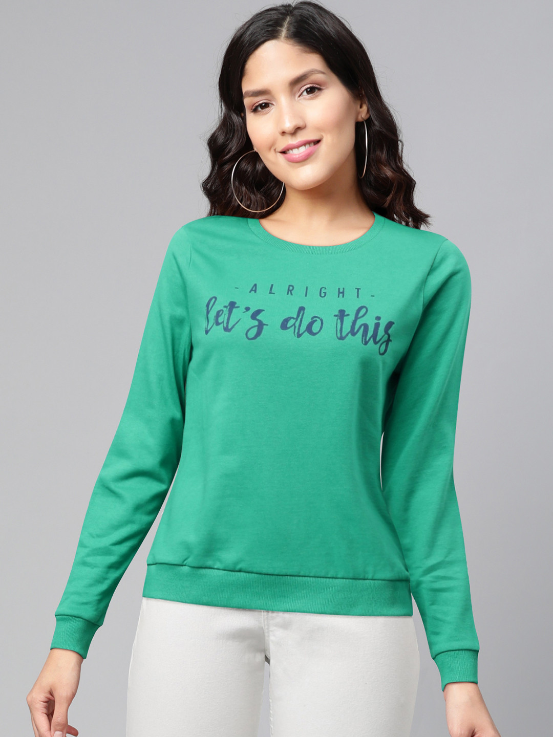 

Vero Moda Women Green & Blue Printed Sweatshirt