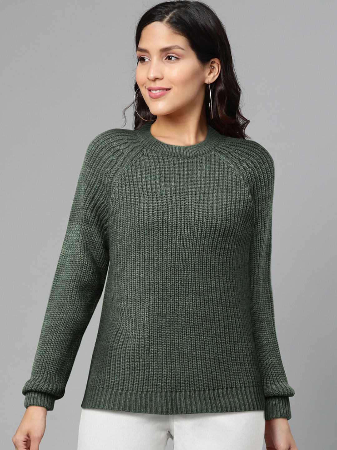 

Vero Moda Women Green Solid Pullover Sweater