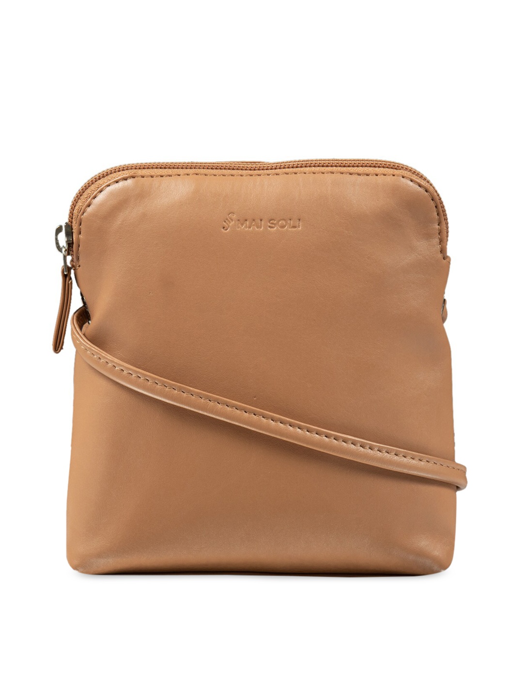 

MAI SOLI Women Tan Brown Solid Leather Sling Bag