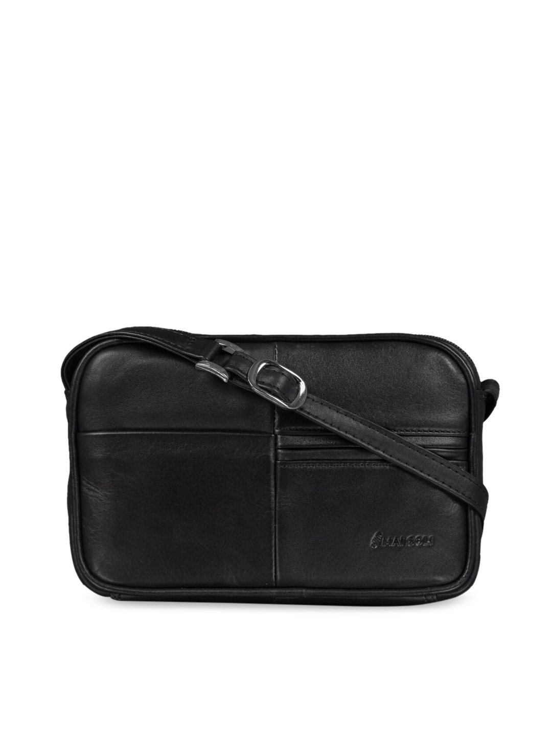 

MAI SOLI Women Black Solid Leather Sling Bag