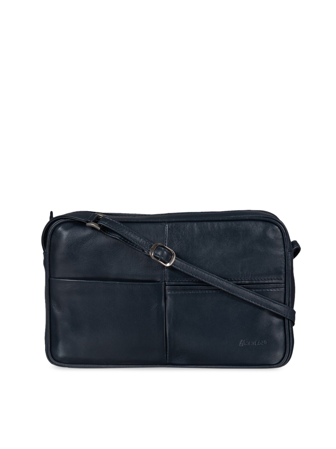 

MAI SOLI Women Navy Blue Solid Leather Sling Bag