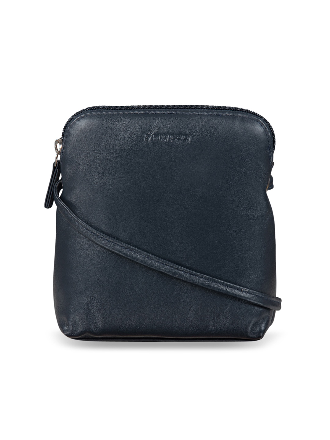 

MAI SOLI Women Navy Blue Solid Leather Sling Bag