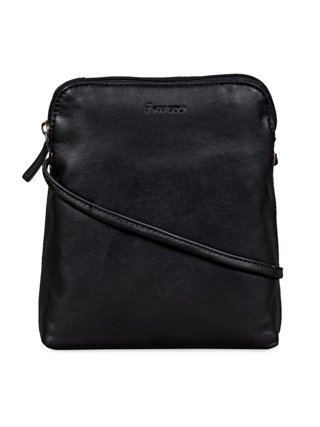 

MAI SOLI Women Black Solid Leather Sling Bag