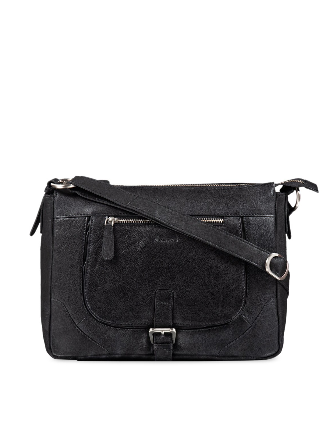 

MAI SOLI Women Black Solid Leather Sling Bag