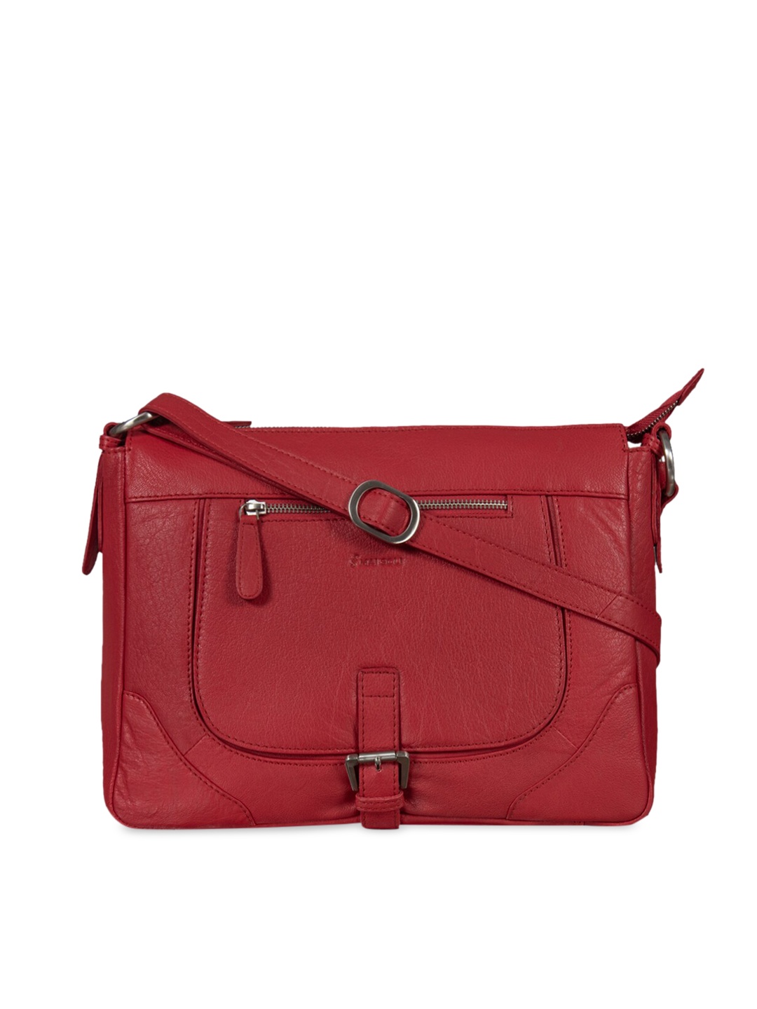 

MAI SOLI Women Red Solid Leather Sling Bag