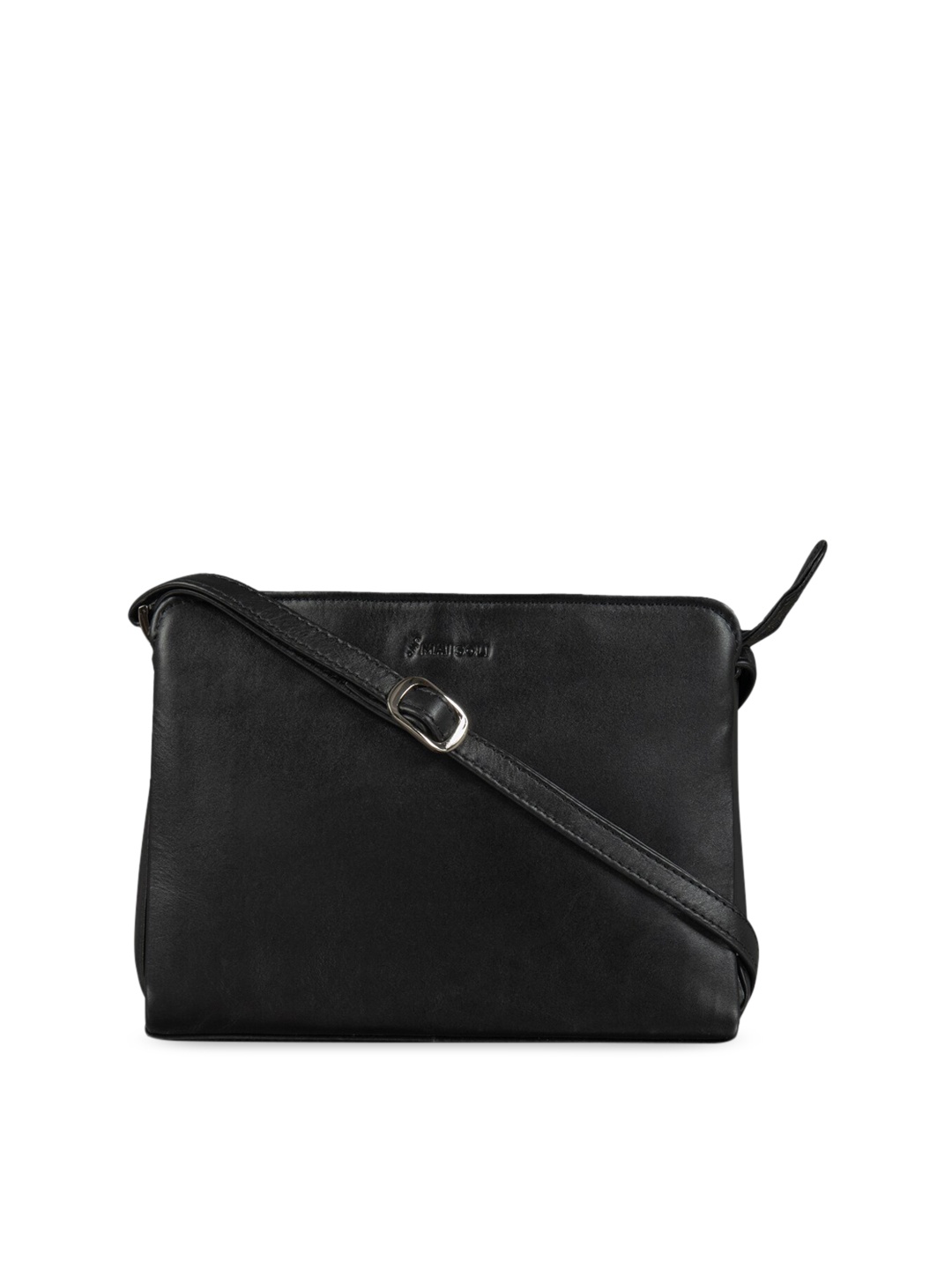 

MAI SOLI Women Charcoal Grey Solid Leather Sling Bag, Black