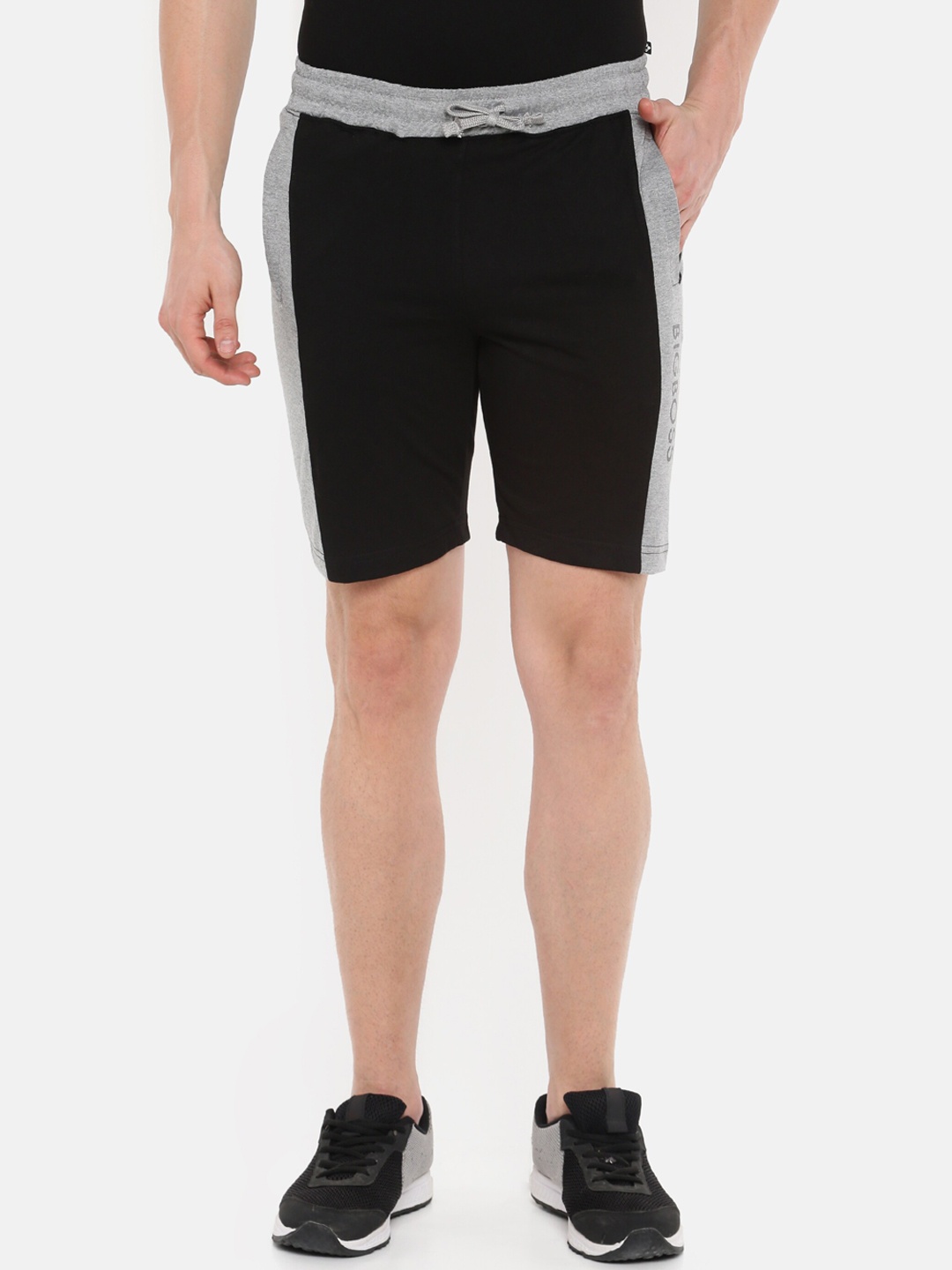 

Dollar Men Black & Grey Melange Colourblocked Lounge Shorts