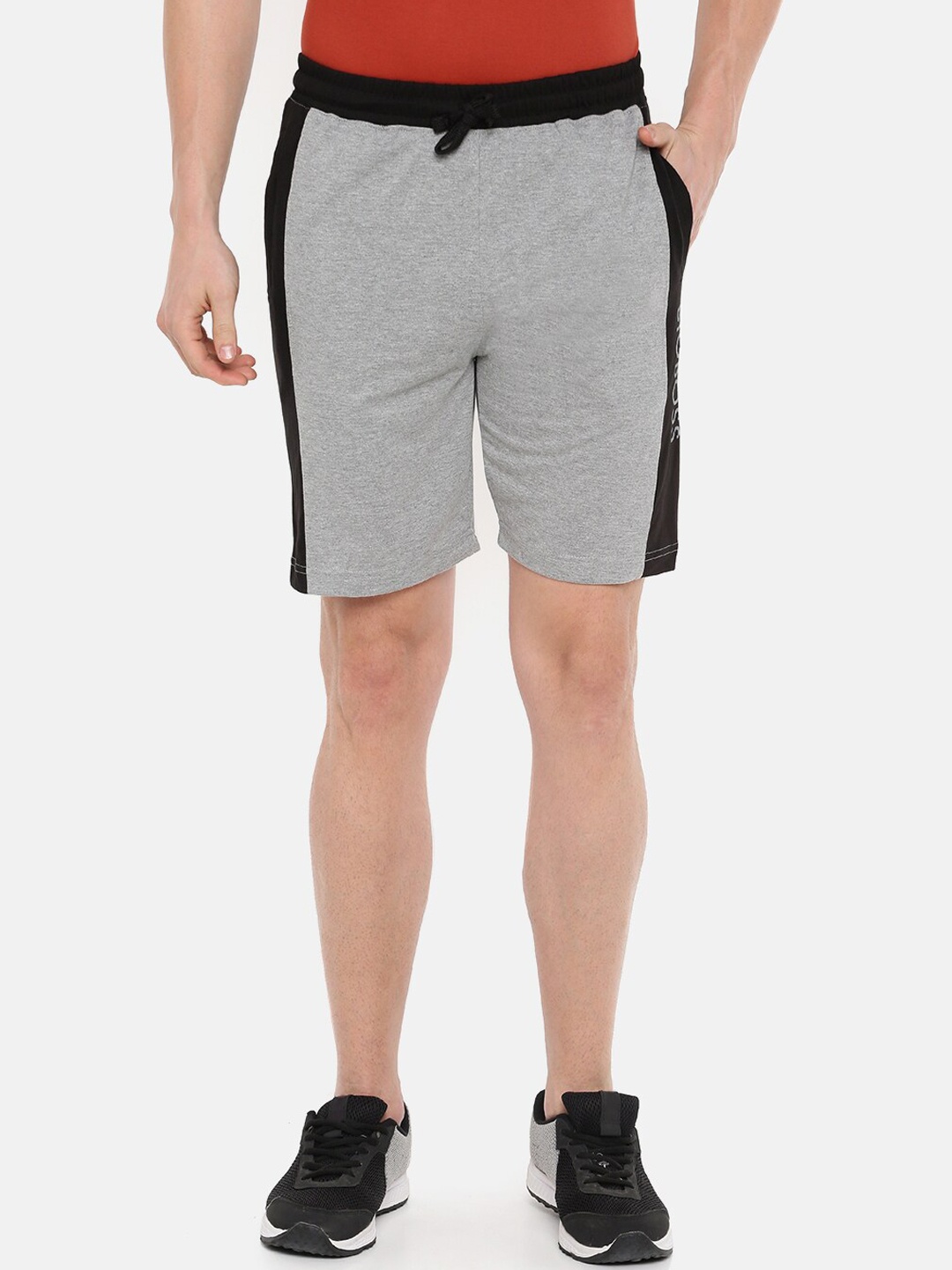 

Dollar Men Grey Melange & Black Colourblocked Lounge Shorts